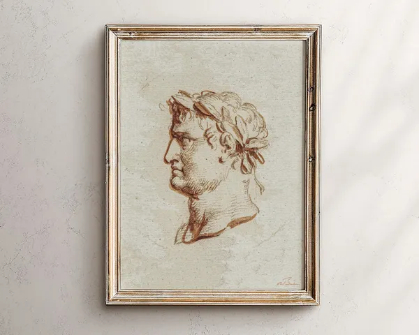 Victorian Man Sketch Art Print, Charcoal Portrait