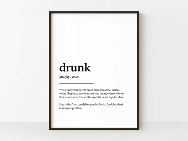 Drunk Definition Funny Wine Lover Poster Print