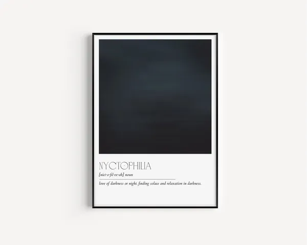 Nyctophilia Definition Minimalist Typography Art Print