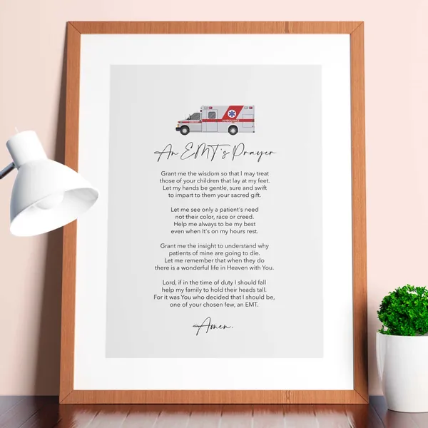 EMT Prayer, Minimalist Christian Wall Art Print
