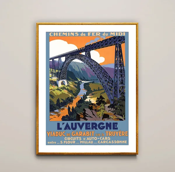 Lauvergne Viaduc De Garabit Travel Poster, Vintage