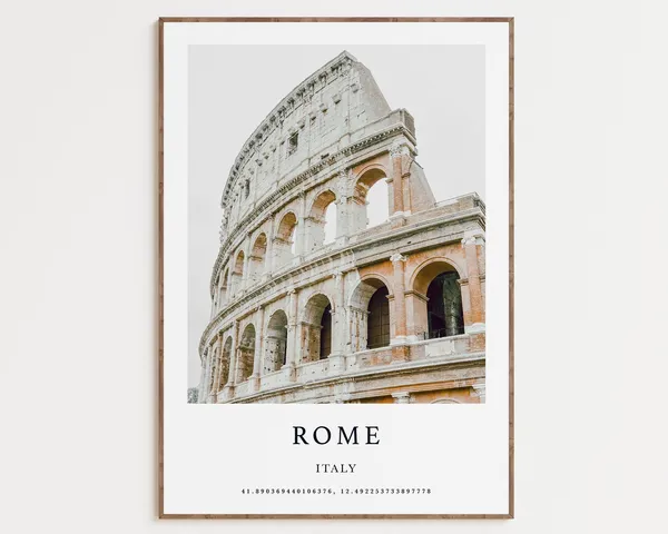 Rome Italy Cityscape Art Print, Colosseum View