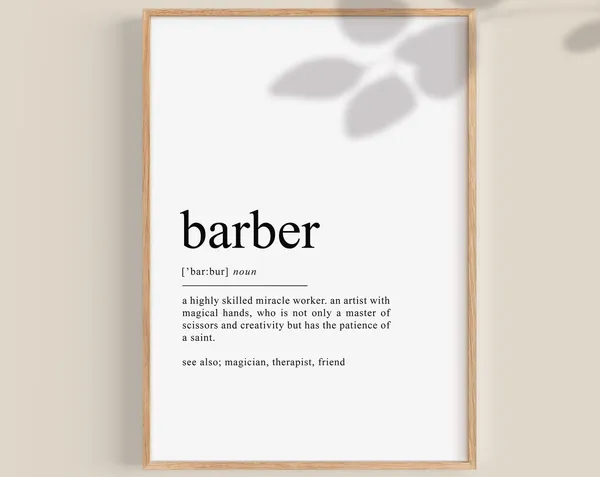 Barber Definition Poster, Male Hairdresser Wall Art
