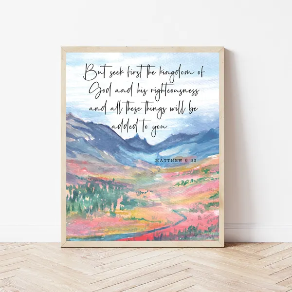 Matthew 6:33 Kingdom Of God Christian Nursery Art Print
