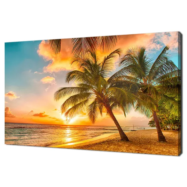 Barbados Sunset Over Caribbean Sea, Modern Art Print