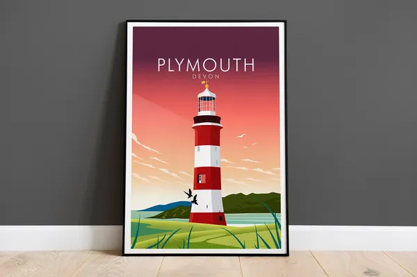 Plymouth Smeaton's Tower Travel Poster