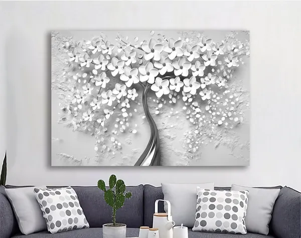 White Flowers Floral Art Print, Botanical Decor