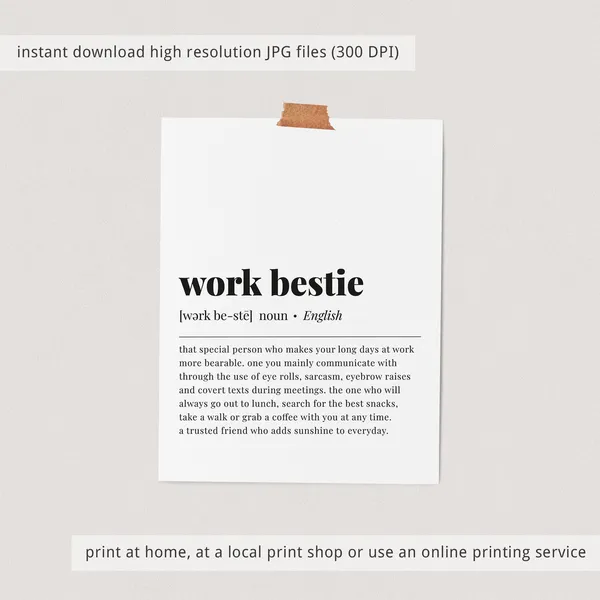 Work Bestie Definition Coworker Birthday Gift Poster