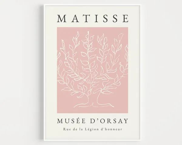 Matisse-Inspired Pink Tree Wall Art Poster Print