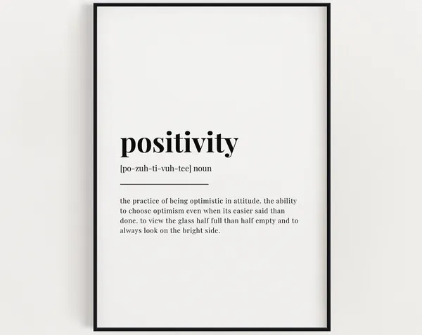 Positivity Definition Meaning Typography Poster Print