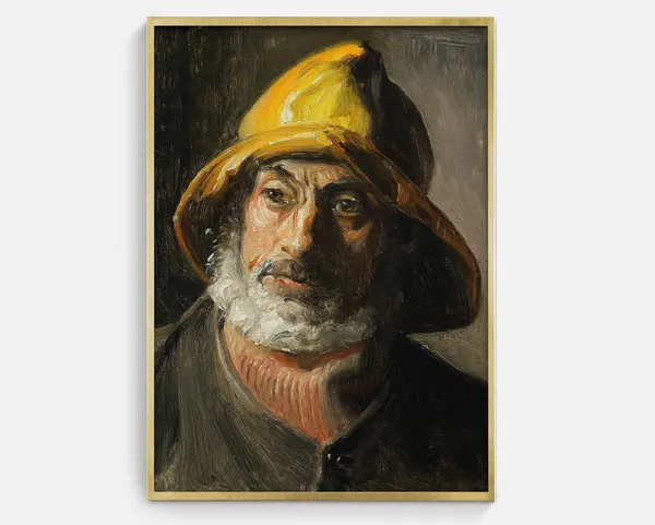 Vintage Fisherman Portrait Art Print, Antique Mariner