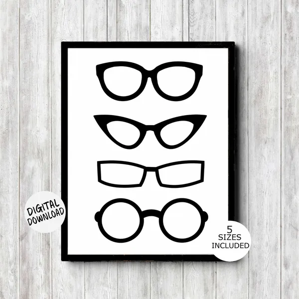 Eyeglass Wall Decor, Hipster Optometrist Art Print