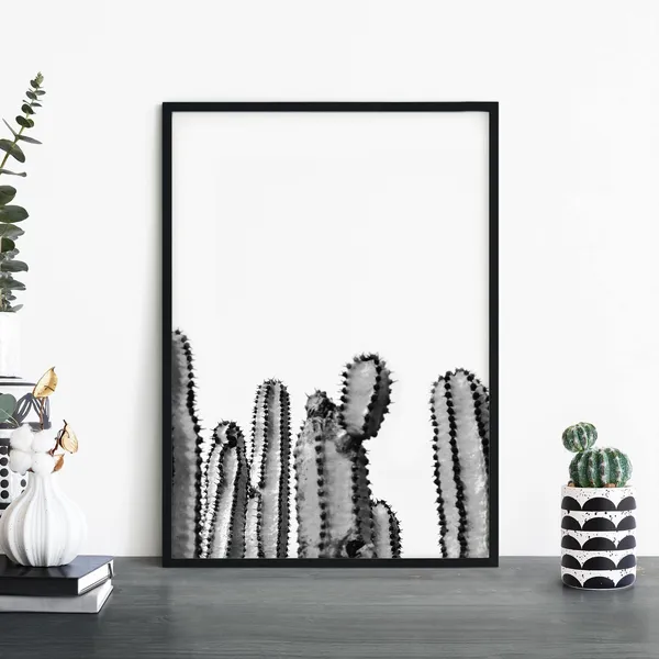 Cactus Plant Black White Art Print