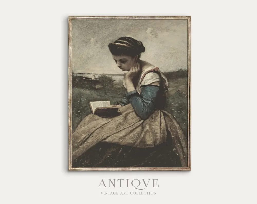 Girl Reading - Vintage Print