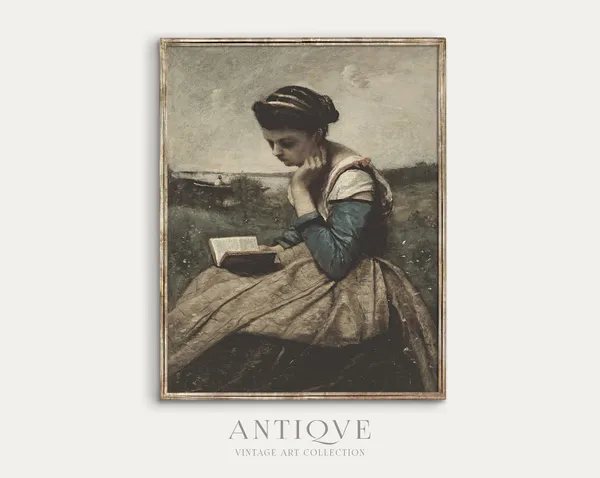 Girl Reading - Vintage Print