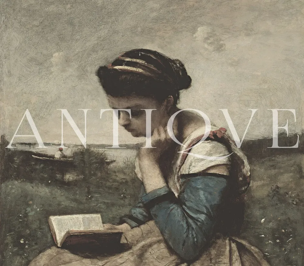 Girl Reading - Vintage Print - Image 2