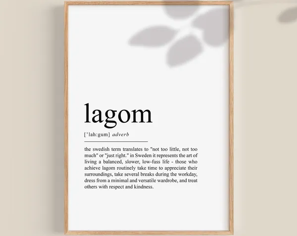 Lagom Definition Scandinavian Quote Art Print