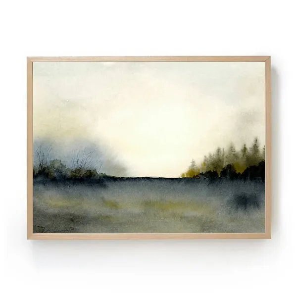 Misty Forest Watercolor Pine Tree Art Print