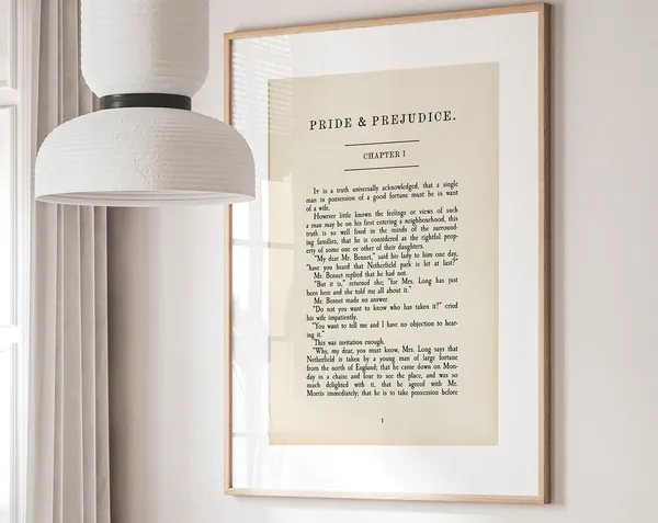 Pride and Prejudice Jane Austen Literary Wall Art Print