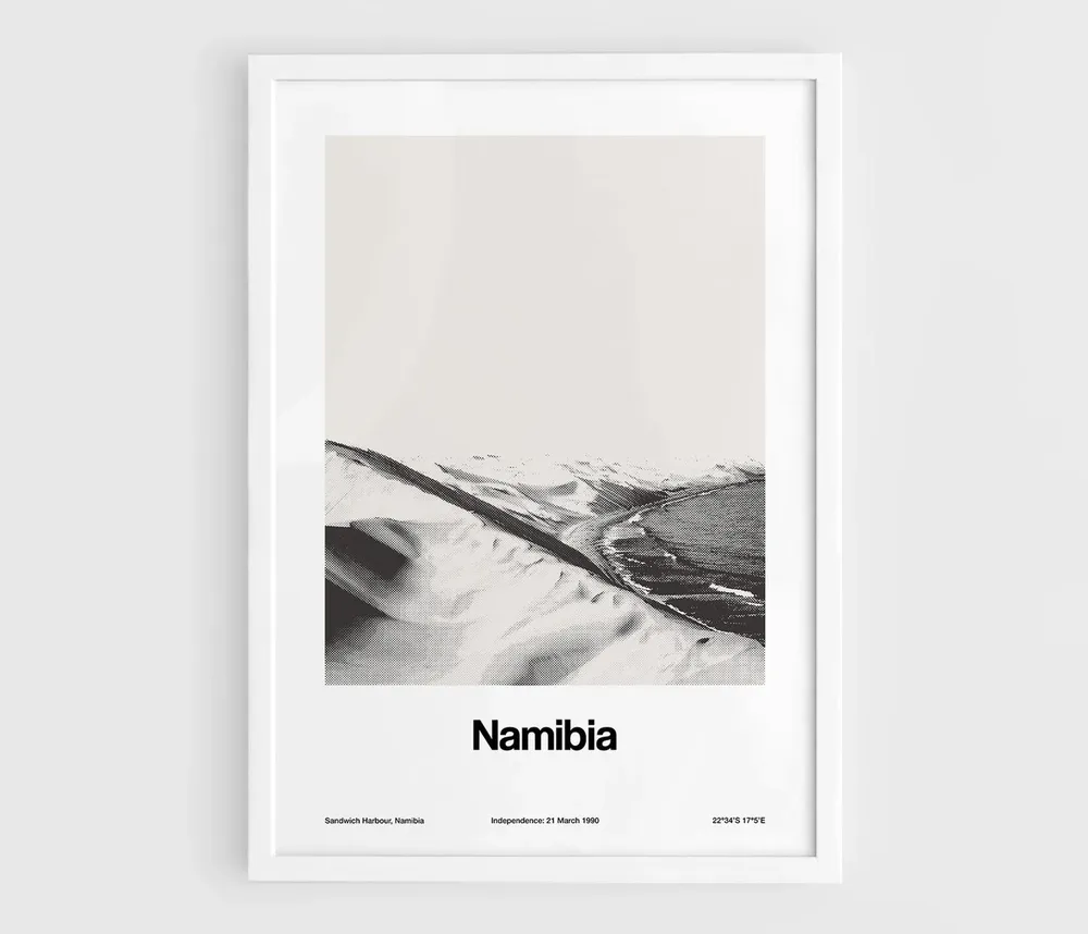 Sandwich Harbour Namibia Travel Poster, Black and White