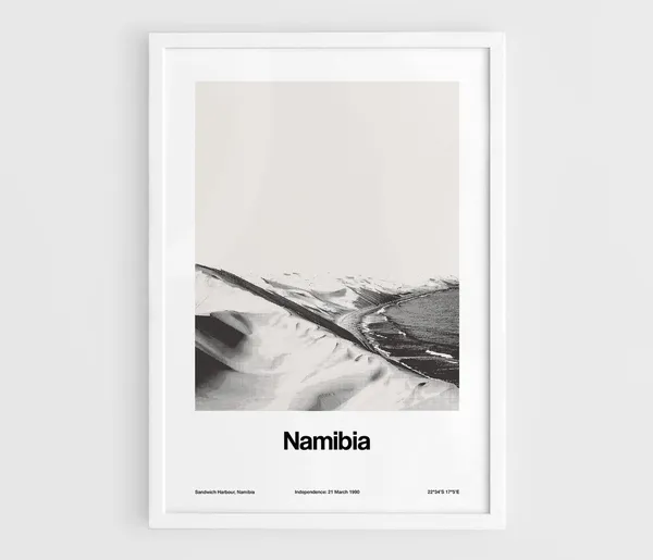 Sandwich Harbour Namibia Travel Poster, Black and White