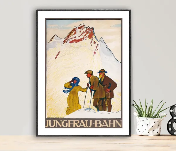 Jungfrau Bahn Vintage Travel Poster, Travel Poster