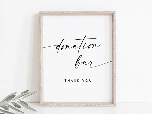 Wedding Donation Sign, Wedding Reception Poster