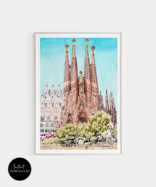 La Sagrada Familia, Barcelona Spain Travel Poster