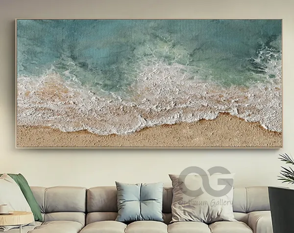 Abstract Coastal Ocean Art Print, Textured Green