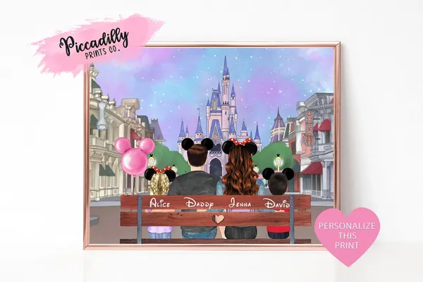 Custom Disney Family Portrait Personalised Art Print