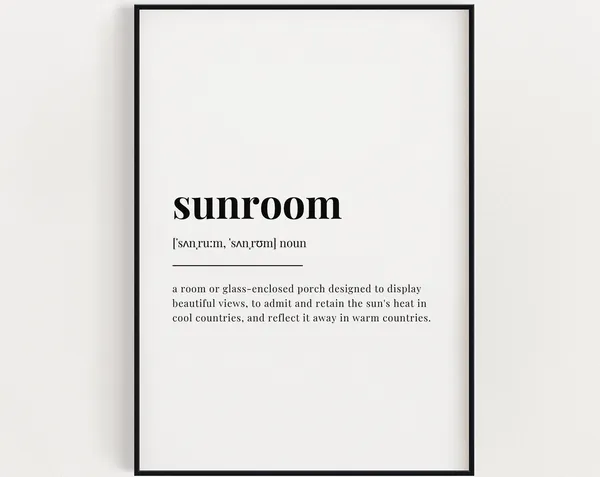 Sunroom Definition Minimalist Wall Art Print Decor