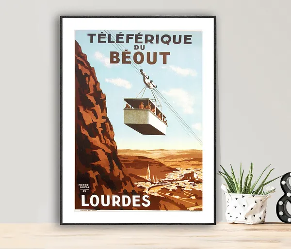 Teleferique De Beout Lourdes Vintage Travel Poster