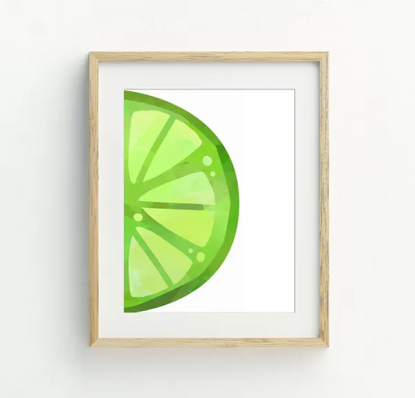Lime Slice Minimalist Kitchen Wall Art Poster