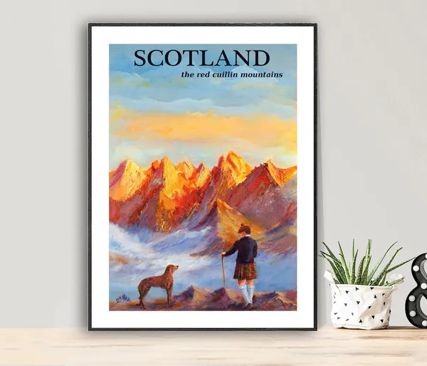 Scotland The Red Cuillon Mountains Travel Poster
