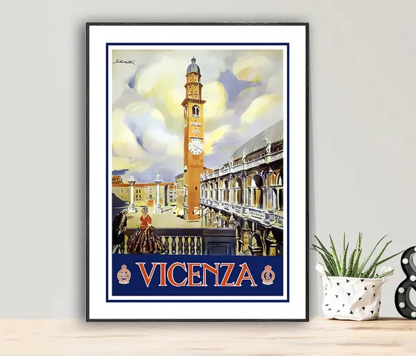 Vicenza Basilica Palladiana Vintage Travel Poster