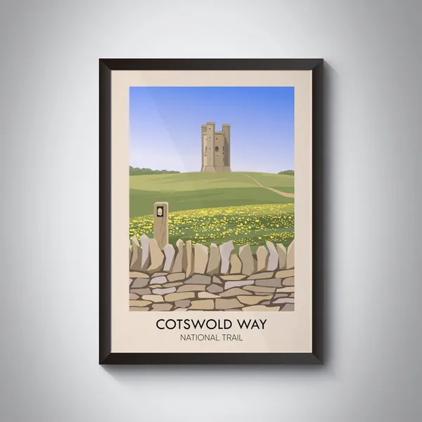 Cotswold Way Travel Poster, Broadway Tower Art Print