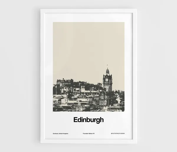 Edinburgh Old Town Skyline, Minimalist Travel Poster
