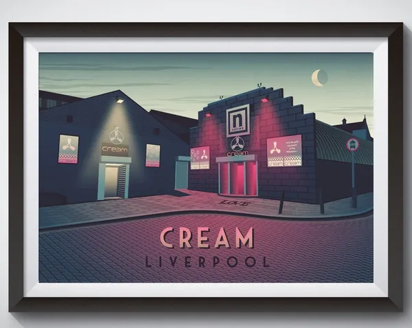 Cream Liverpool Nightclub Vintage Travel Poster