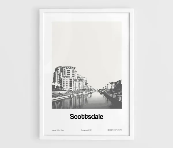 Downtown Scottsdale Waterfront, Minimalist City Print