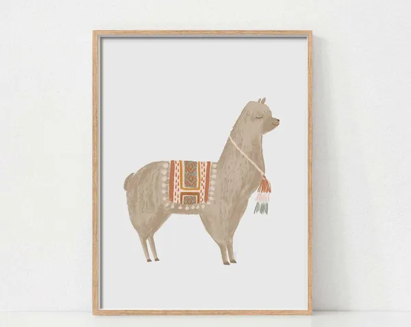 Llama Boho Nursery Wall Decor Art Print