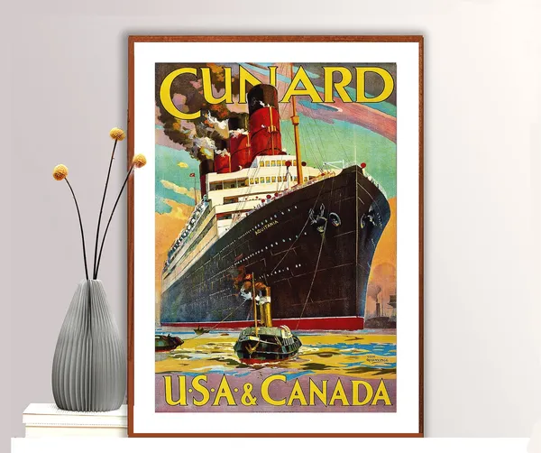Cunard USA Canada Vintage Travel Poster Art Print
