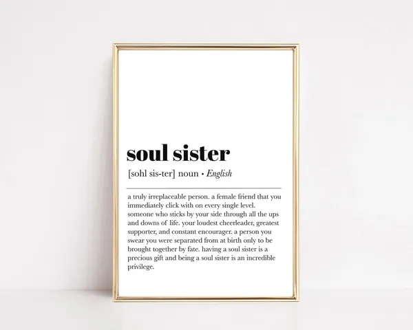 Soul Sister Definition Art Print, Friendship Gift