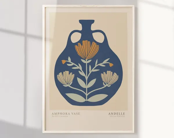 Abstract Greek Vase Art Print, Amphora Pottery