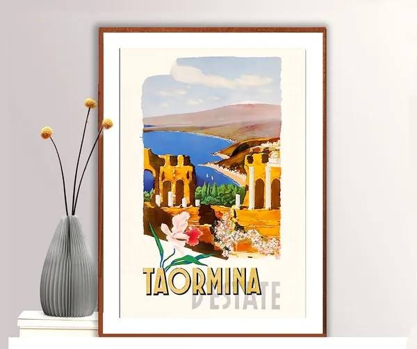 Taormina Sicily Italy Gift Idea Travel Poster