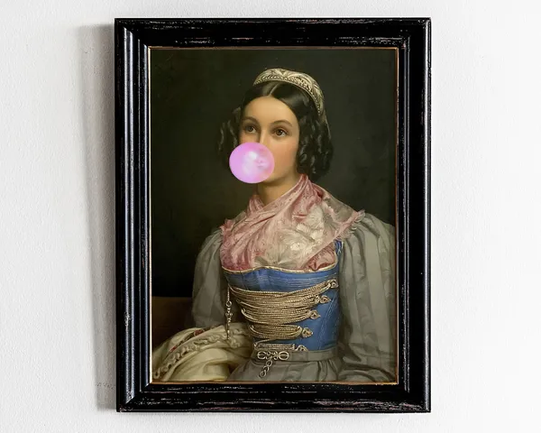 Bubblegum Portrait Art Print, Eclectic Baroque Decor