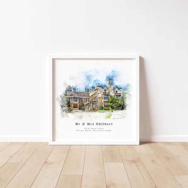 Wedding Venue Watercolour Sketch Anniversary Poster