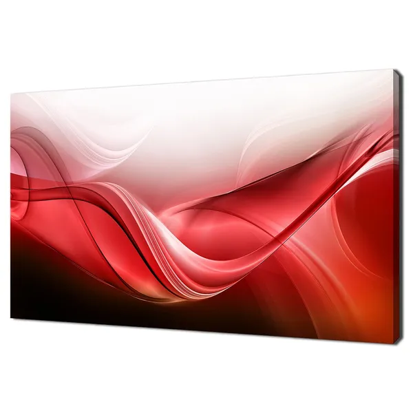 Red, Black & White Abstract Waves Art Print