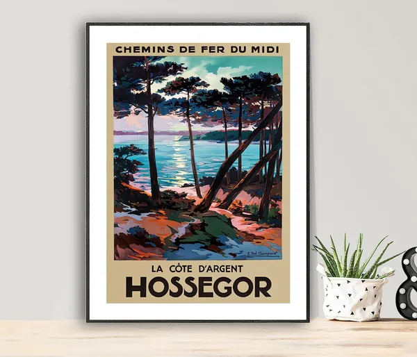 Hossegor La Cote DArgent France Vintage Travel Poster