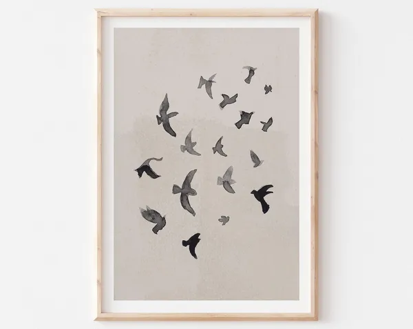 Birds Minimalist Abstract Poster, Flock of Print