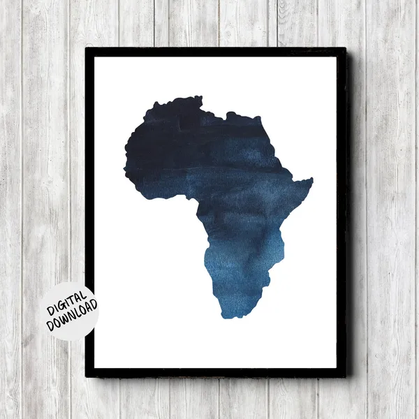 African Continent Silhouette World Travel Art Print